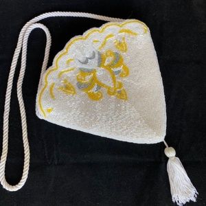 Vintage Yellow& White Hand Beaded Handbag